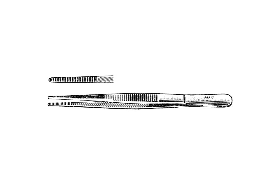 DRESSING FORCEPS 5-5/8, SERRATED TIPS & HANDLES
