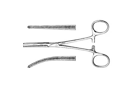 [106-232 (INT)] KOCHER FORCEPS 5-1/2 CURVED, 1X2 TEETH