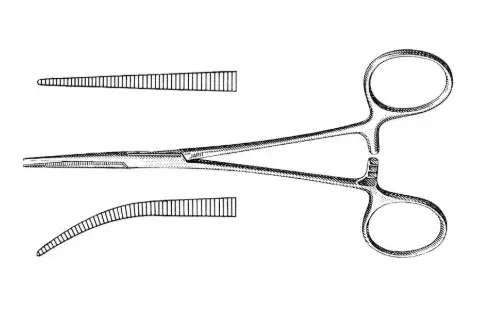 [107-121 (INT)] CRILE FORCEPS 5-1/2, CURVED, MATTE FINISH