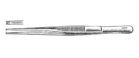 [130-167 (INT)] TISSUE FORCEPS, 7, 1X2 TEETH, SERRATED HANDLES
