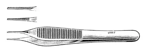 [130-232 (INT)] ADSON DRESSING FORCEPS, 4-3/4, CROSS SERRATED